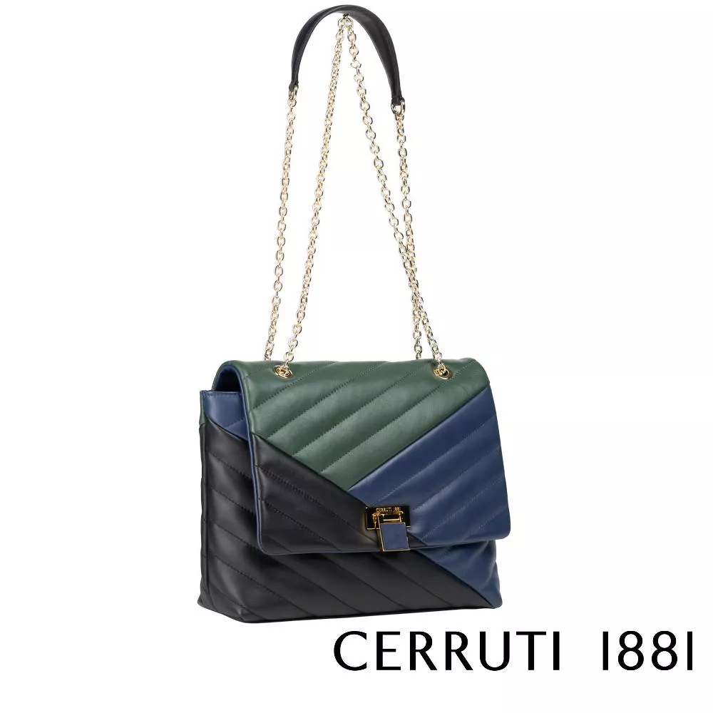 【Cerruti 1881】限量2折 義大利頂級小牛皮側背包肩背包 全新專櫃展示品 (CEBA05590M)