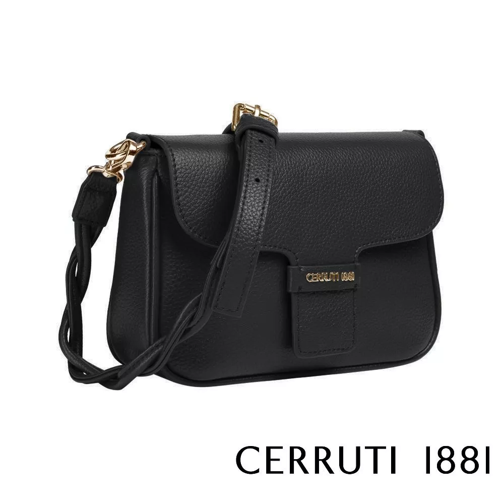 【Cerruti 1881】限量2折 義大利頂級小牛皮側背包肩背包 全新專櫃展示品 (CEBA05272M)