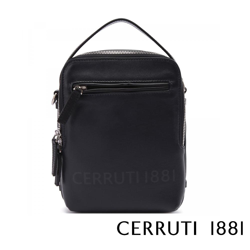 【Cerruti 1881】限量2折 義大利頂級小牛皮側背包肩背包 全新專櫃展示品 (CEBO05335M)