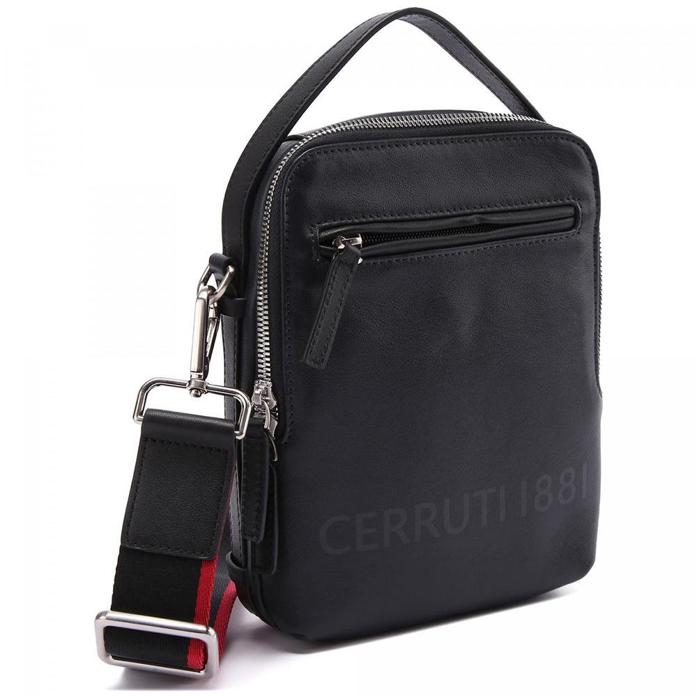 【Cerruti 1881】限量2折 義大利頂級小牛皮側背包肩背包 全新專櫃展示品 (CEBO05335M)