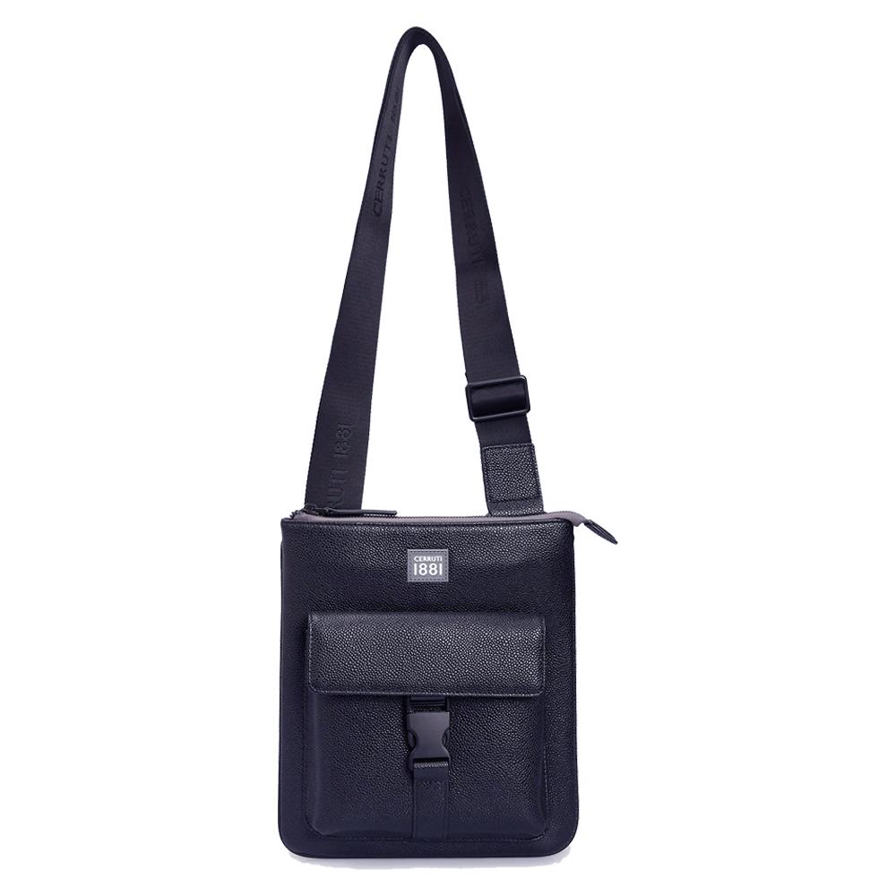 【Cerruti 1881】限量2折 義大利頂級小牛皮側背包肩背包 全新專櫃展示品 (CEBO05342M)