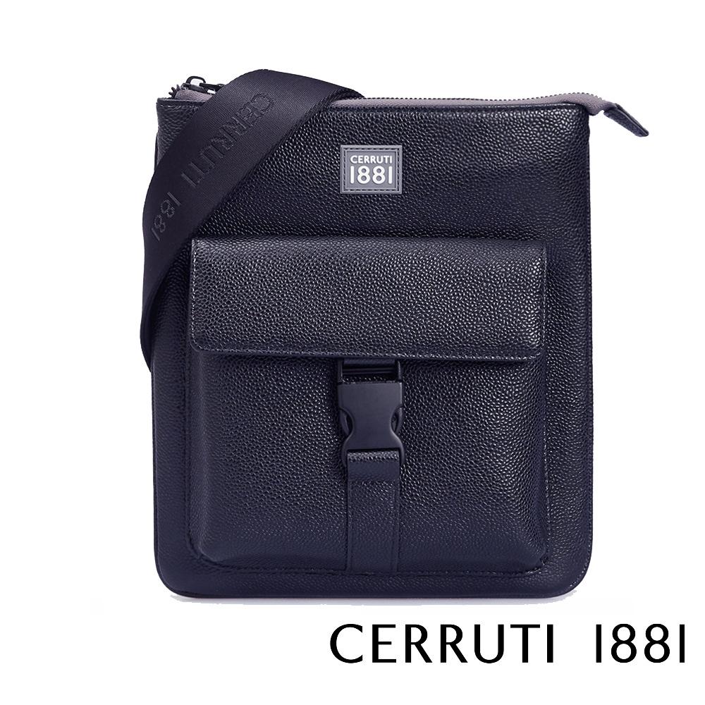 【Cerruti 1881】限量2折 義大利頂級小牛皮側背包肩背包 全新專櫃展示品 (CEBO05342M)