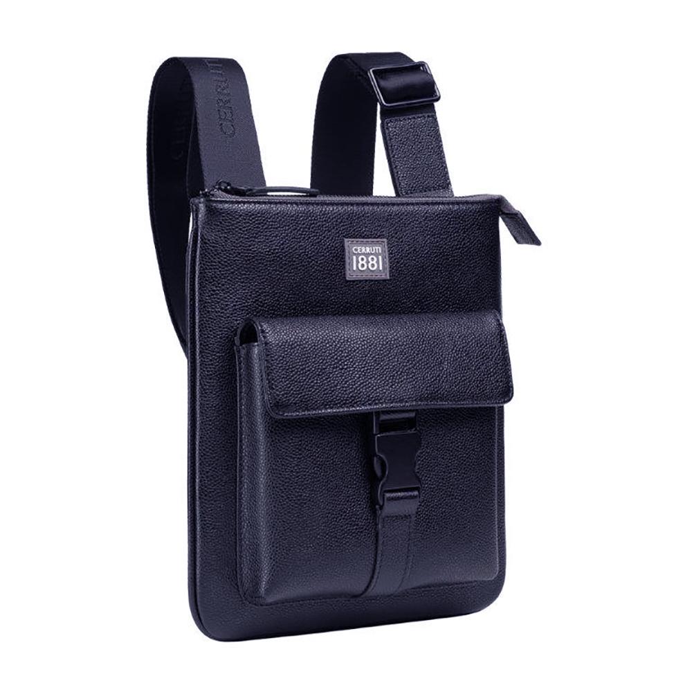【Cerruti 1881】限量2折 義大利頂級小牛皮側背包肩背包 全新專櫃展示品 (CEBO05342M)