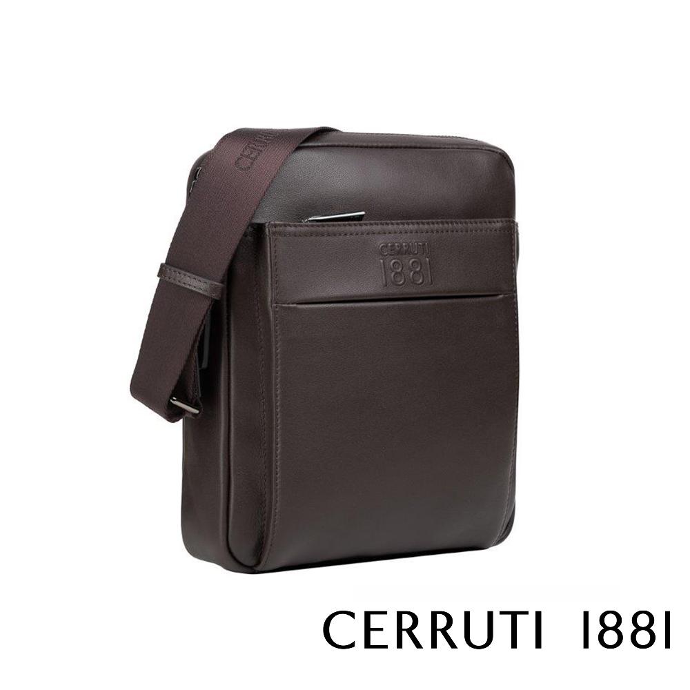 【Cerruti 1881】限量2折 義大利頂級小牛皮側背包肩背包 全新專櫃展示品 (CEBO05624M)