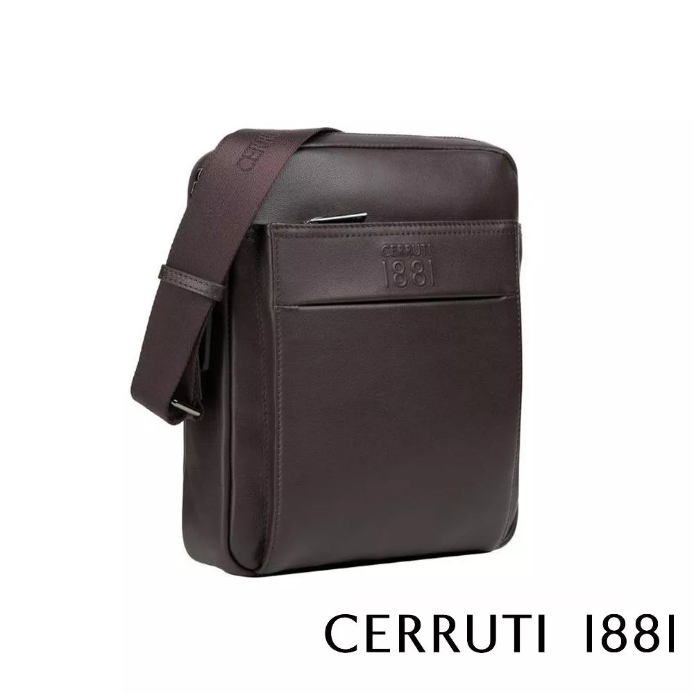 【Cerruti 1881】限量2折 義大利頂級小牛皮側背包肩背包 全新專櫃展示品 (CEBO05624M)