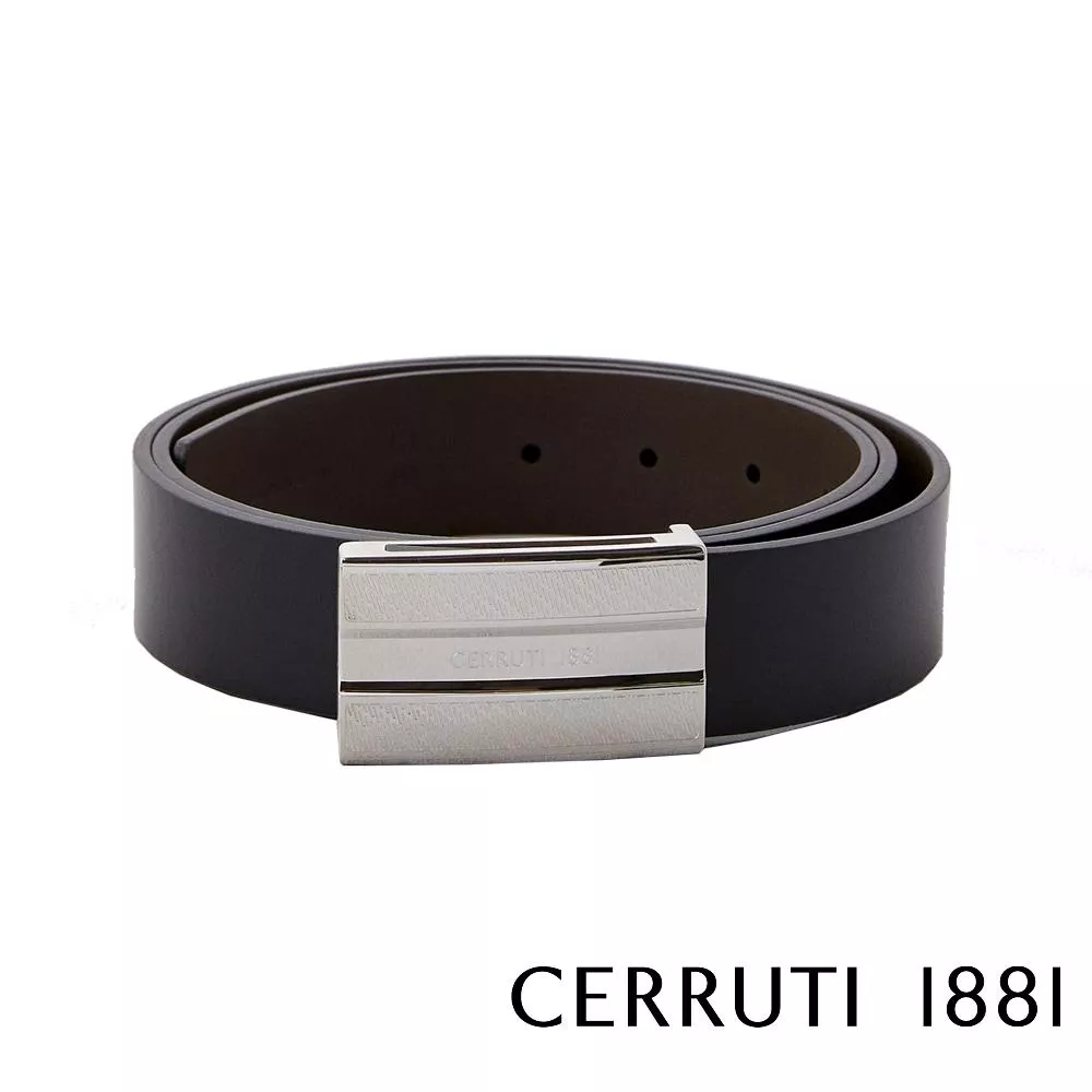 【Cerruti 1881】限量2折 義大利頂級小牛皮皮帶 全新專櫃展示品 (CECU05493M)
