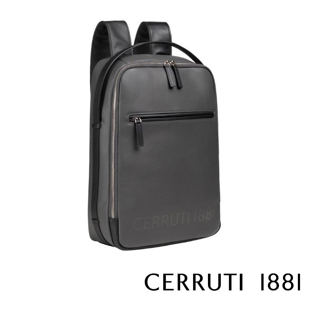 【Cerruti 1881】義大利頂級小牛皮後背包 (灰色 CEZA05338M)