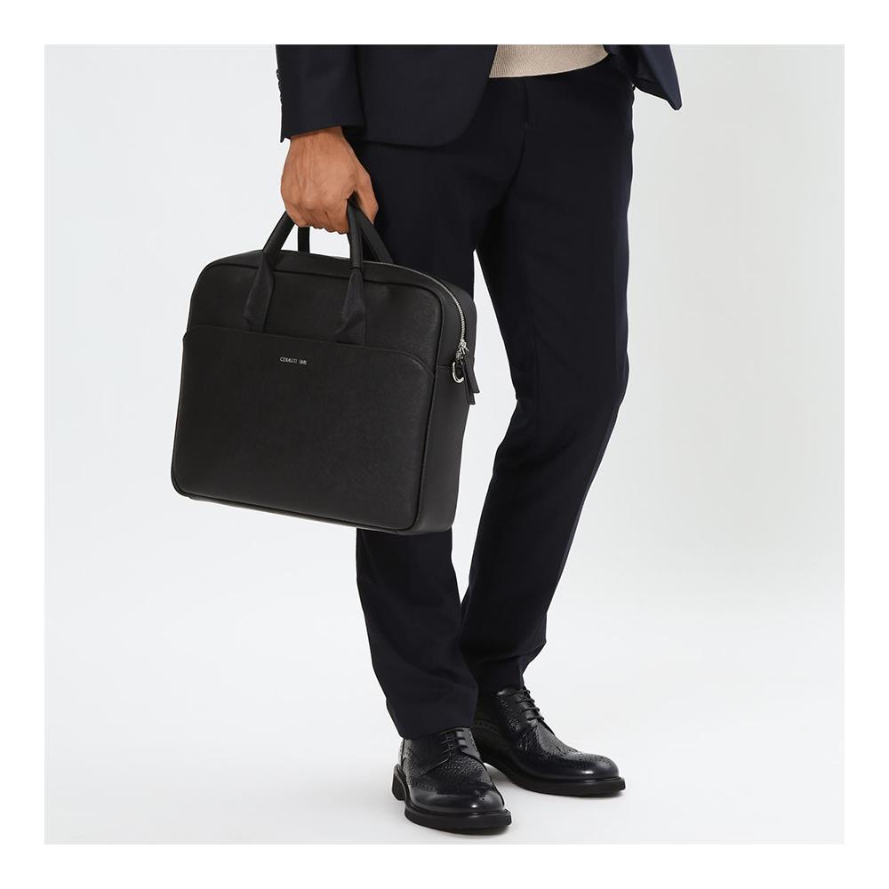 【Cerruti 1881】限量2折 義大利頂級小牛皮公事包/肩背包 全新專櫃展示品 (CECA04657S)