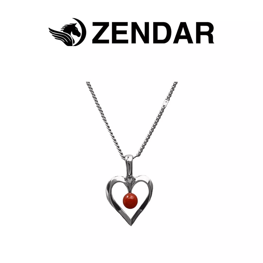 ZENDAR 年度設計款頂級天然沙丁紅珊瑚圓珠3.5-4mm墜鍊HEART II (220248-5)