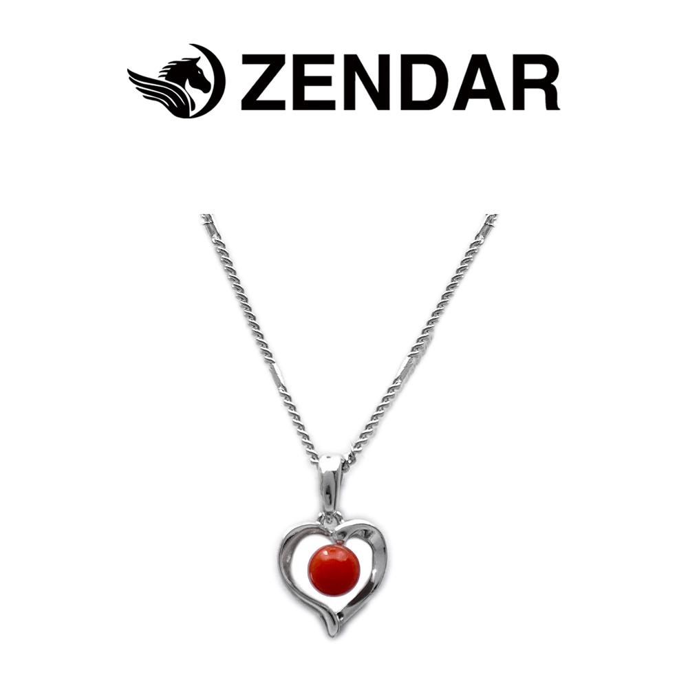 ZENDAR 年度設計款頂級天然沙丁紅珊瑚圓珠3.5-4mm墜鍊 HEART (220248-4)