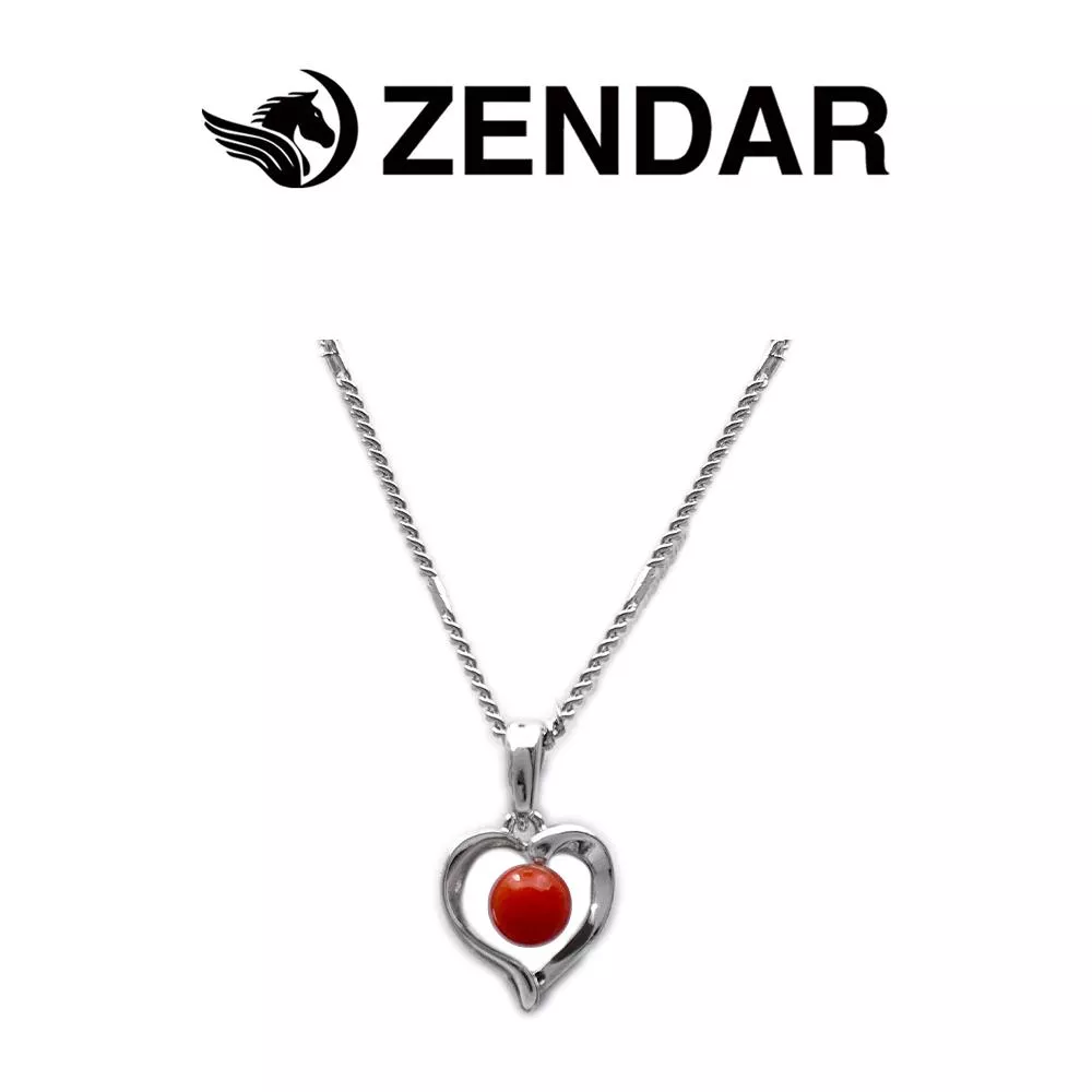ZENDAR 年度設計款頂級天然沙丁紅珊瑚圓珠3.5-4mm墜鍊 HEART (220248-4)