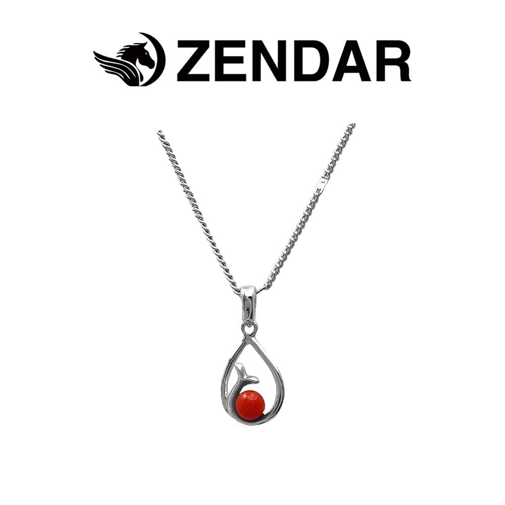 ZENDAR 年度設計款頂級天然沙丁紅珊瑚圓珠3.5-4mm墜鍊 WHALE (220248-7)