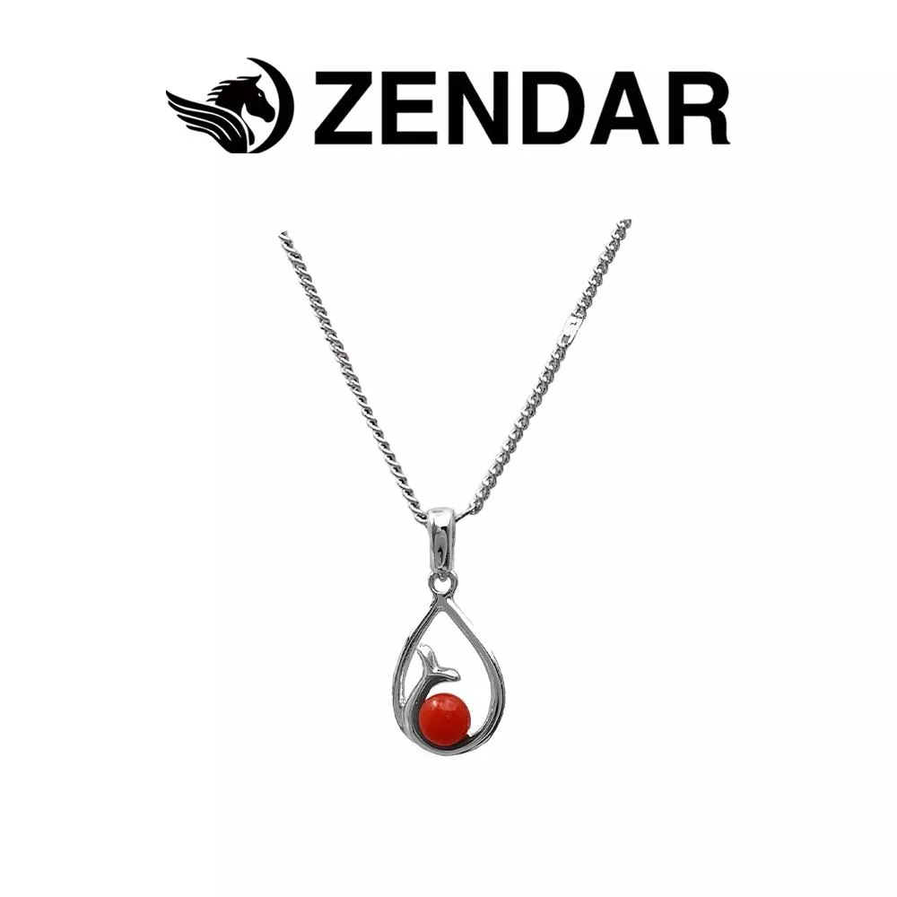 ZENDAR 年度設計款頂級天然沙丁紅珊瑚圓珠3.5-4mm墜鍊 WHALE (220248-7)
