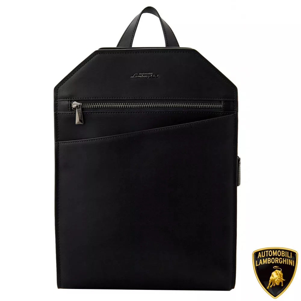 【Automobili Lamborghini】限量2折 義大利頂級小牛皮後背包 全新專櫃展示品 (LBZA00280M)
