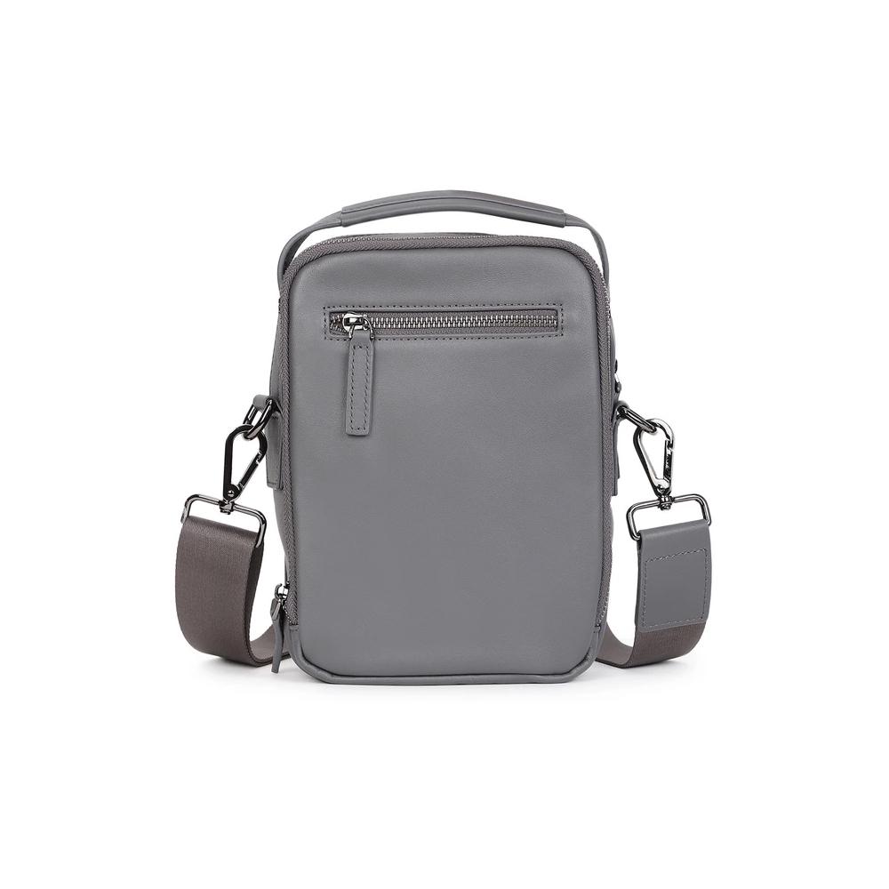 【Cerruti 1881】限量2折 義大利頂級小牛皮側背包肩背包 全新專櫃展示品 (灰色 CEBO05148M)