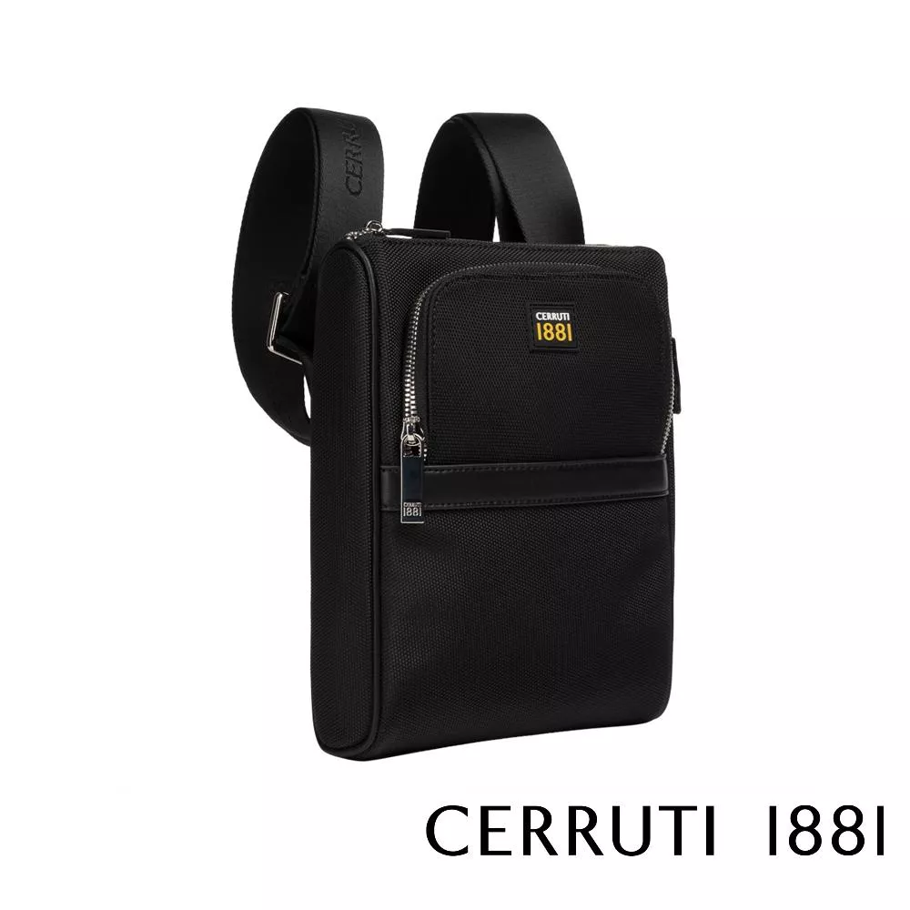 【Cerruti 1881】義大利頂級側背包肩背包 (黑色 CEBO05935N)