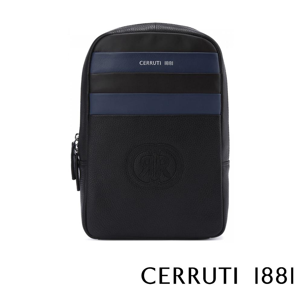 【Cerruti 1881】義大利頂級小牛皮斜肩包 (黑色 CEBO06054M)