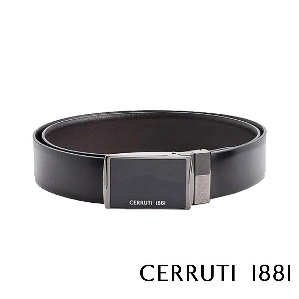 【Cerruti 1881】限量2折 義大利頂級小牛皮皮帶 全新專櫃展示品 (深咖啡色 CECT04748M)
