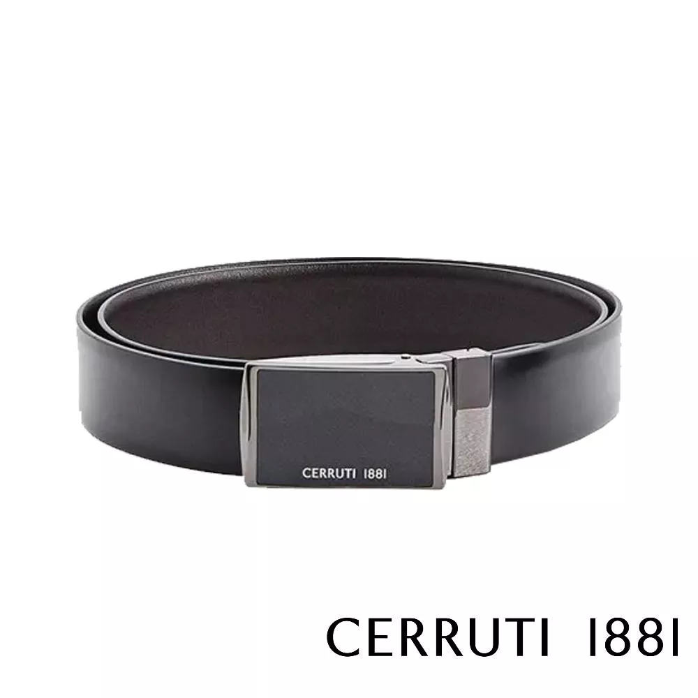 【Cerruti 1881】限量2折 義大利頂級小牛皮皮帶 全新專櫃展示品 (深咖啡色 CECT04748M)