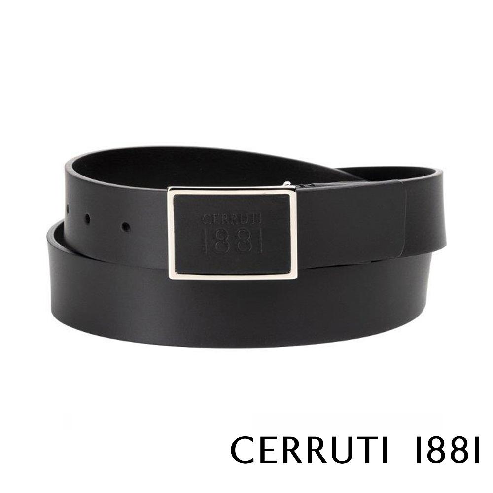 【Cerruti 1881】限量2折 義大利頂級小牛皮皮帶 全新專櫃展示品 (黑色 CECU05859R)
