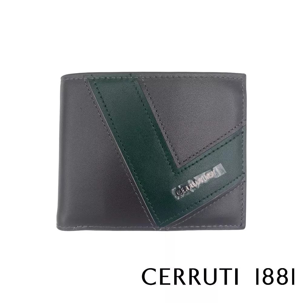 【Cerruti 1881】義大利頂級小牛皮8卡皮夾 (灰色 CEPU05095M)