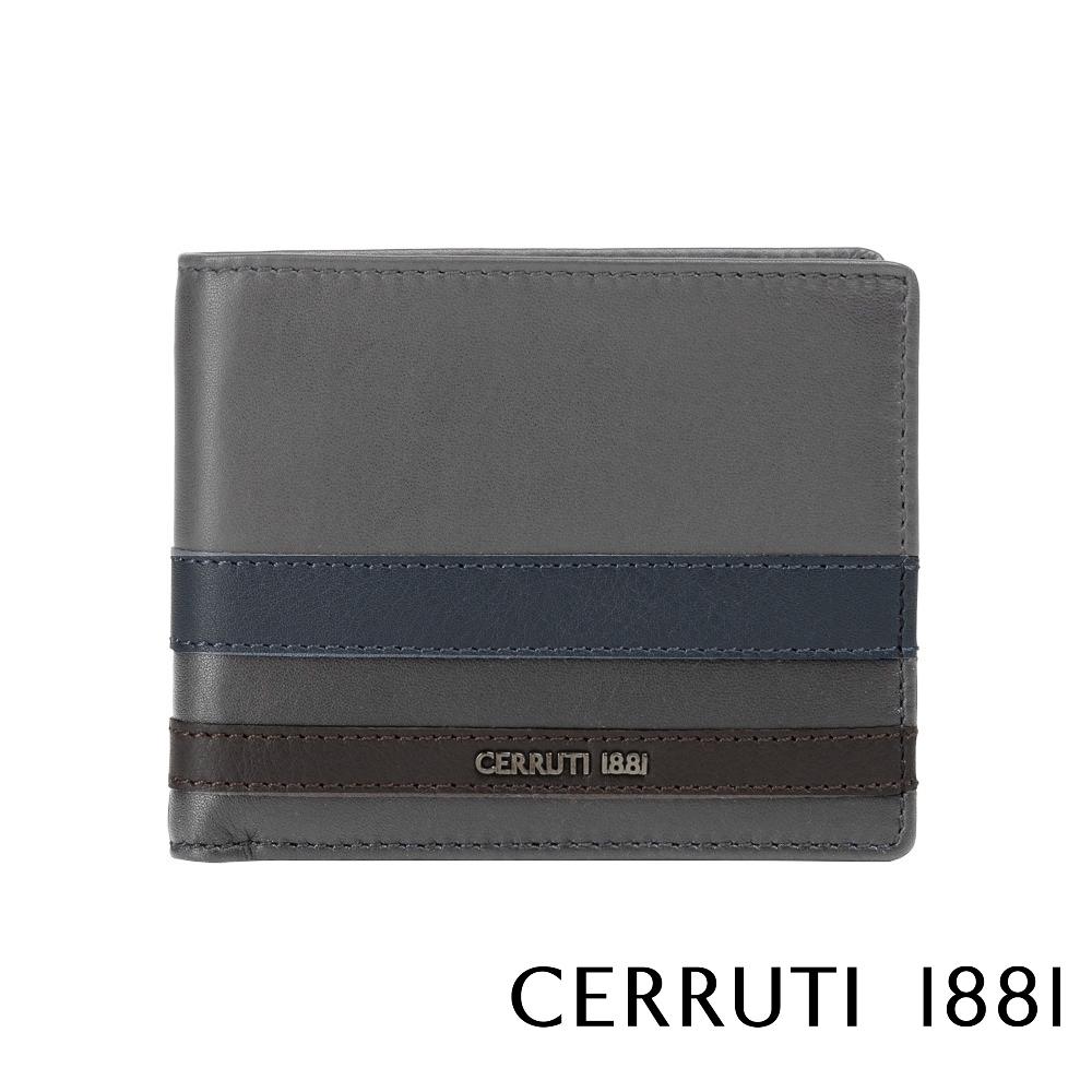 【Cerruti 1881】義大利頂級小牛皮4卡皮夾 (灰色 CEPU05693M)