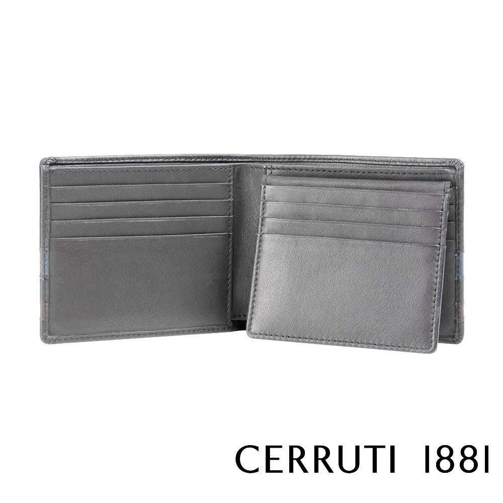 【Cerruti 1881】限量2折 義大利頂級小牛皮12卡皮夾 全新專櫃展示品 (灰色 CEPU05696M)