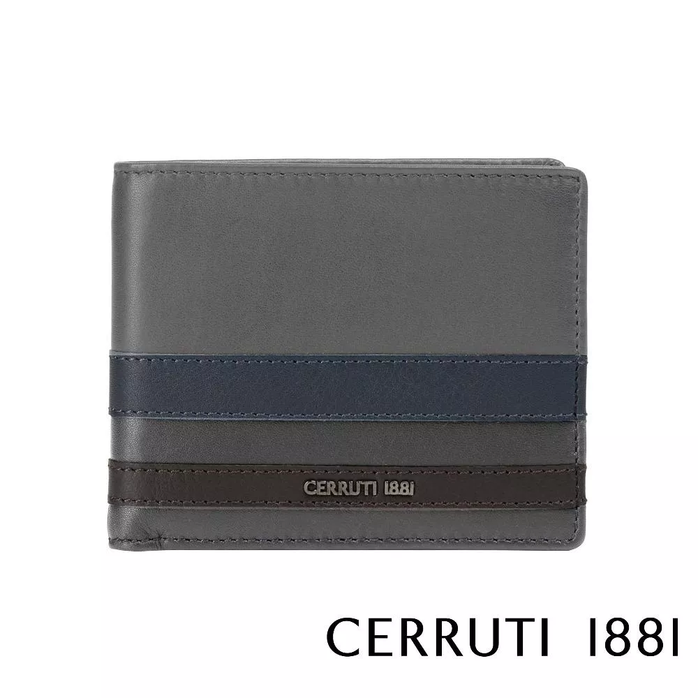 【Cerruti 1881】限量2折 義大利頂級小牛皮12卡皮夾 全新專櫃展示品 (灰色 CEPU05696M)