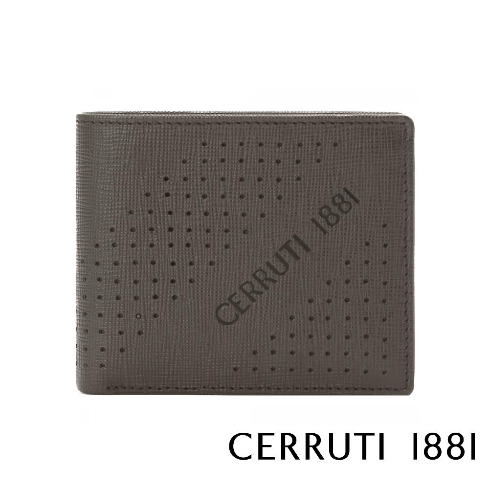 【Cerruti 1881】義大利頂級小牛皮十字紋6卡皮夾 (灰色 CEPU05919M)
