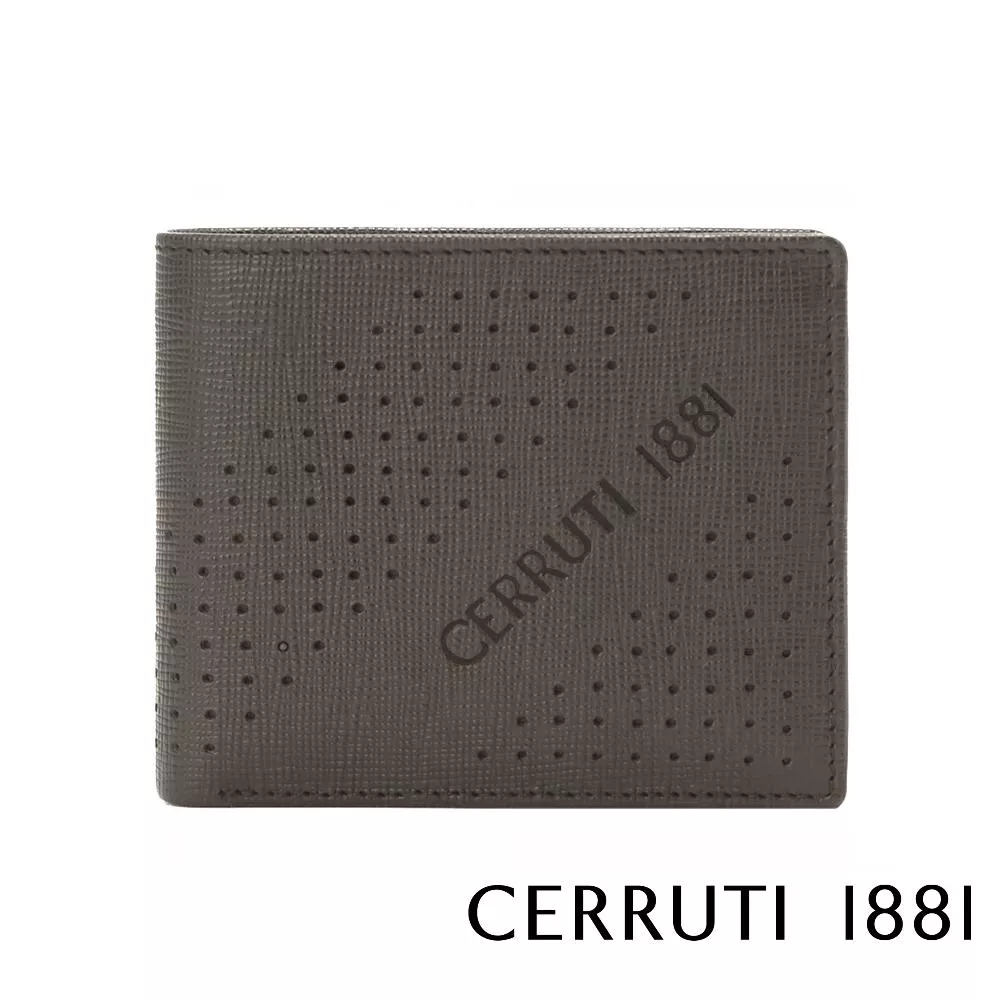 【Cerruti 1881】義大利頂級小牛皮十字紋6卡皮夾 (灰色 CEPU05919M)