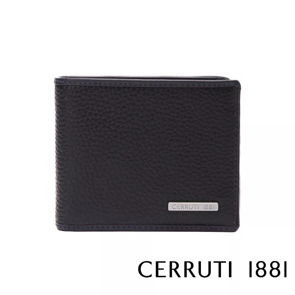 【Cerruti 1881】義大利頂級小牛皮8卡皮夾 (黑色 CEPU05989M)