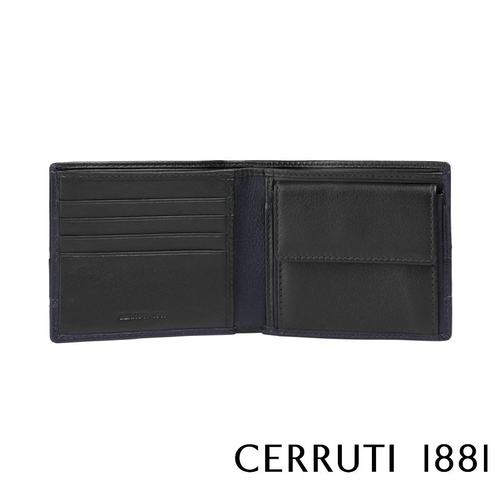 【Cerruti 1881】限量2折 義大利頂級小牛皮4卡皮夾 全新專櫃展示品 (黑色 CEPU05990M)