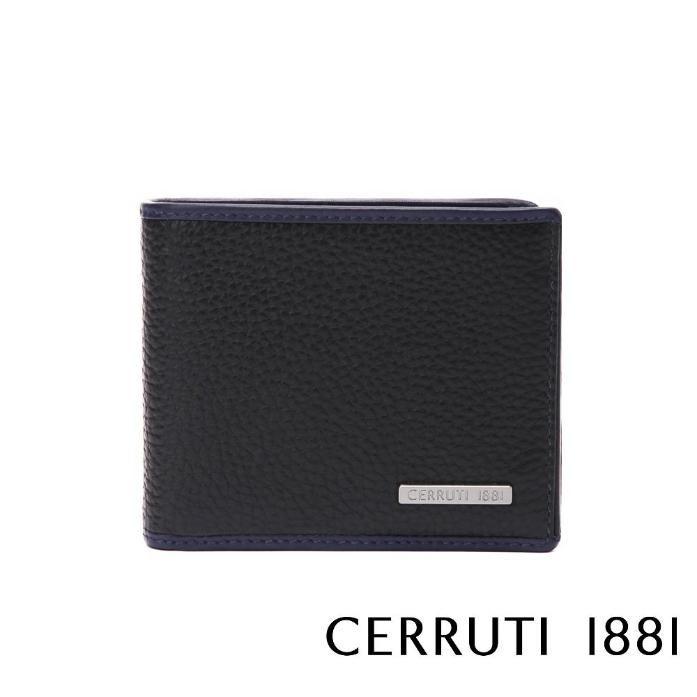 【Cerruti 1881】限量2折 義大利頂級小牛皮4卡皮夾 全新專櫃展示品 (黑色 CEPU05990M)