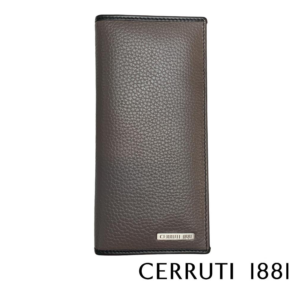 【Cerruti 1881】限量2折 義大利頂級小牛皮12卡對開長夾 全新專櫃展示品(灰色 CEPU05991M)