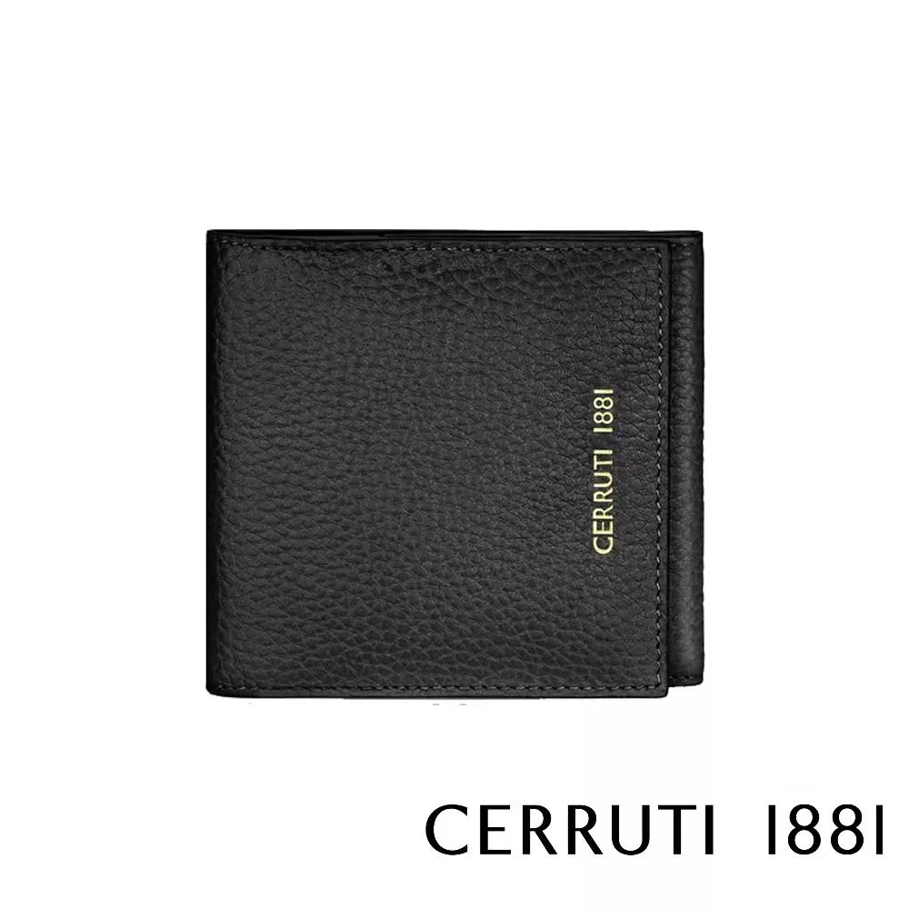 【Cerruti 1881】義大利頂級小牛皮鈔票夾零錢包皮夾 (黑色 CEPD06162M)