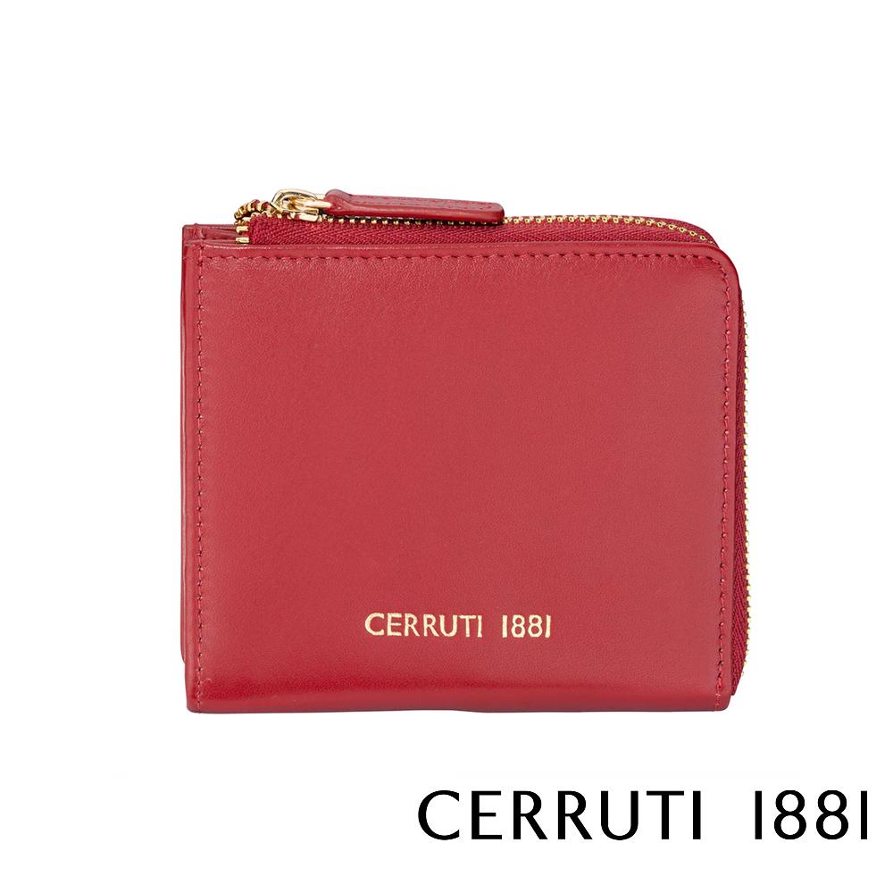 【Cerruti 1881】限量2折 義大利頂級小牛皮零錢包 全新專櫃展示品(紅色 CEPD06163M)