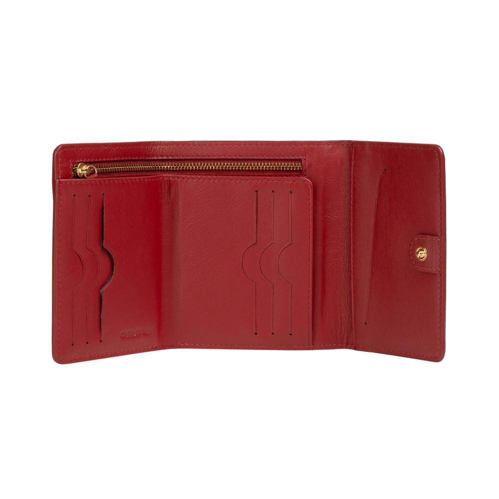 【Cerruti 1881】限量2折 義大利頂級小牛皮女用短夾零錢包 全新專櫃展示品(紅色 CEPD06164M)