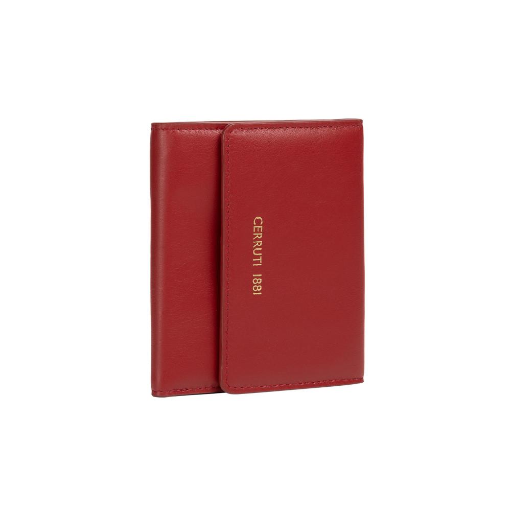 【Cerruti 1881】限量2折 義大利頂級小牛皮女用短夾零錢包 全新專櫃展示品(紅色 CEPD06164M)