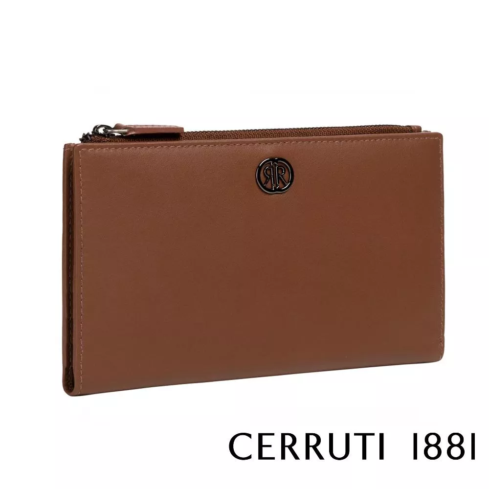 【Cerruti 1881】義大利頂級小牛皮女用長夾 (琥珀色 CEPD06327M)