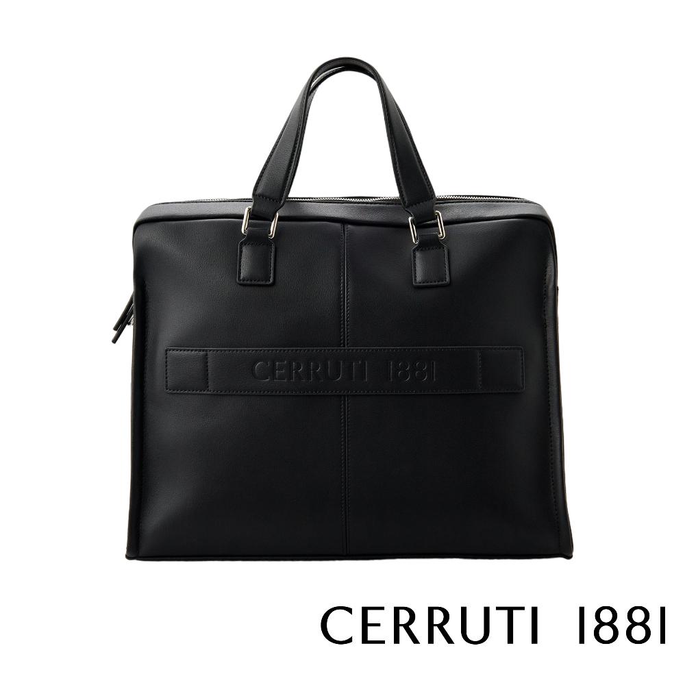 【Cerruti 1881】限量2折 義大利頂級小牛皮公事包/肩背包 全新專櫃展示品 (黑色 CECA06408M)