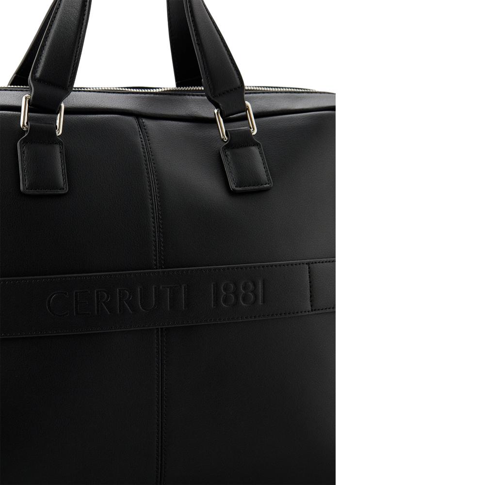 【Cerruti 1881】限量2折 義大利頂級小牛皮公事包/肩背包 全新專櫃展示品 (黑色 CECA06408M)