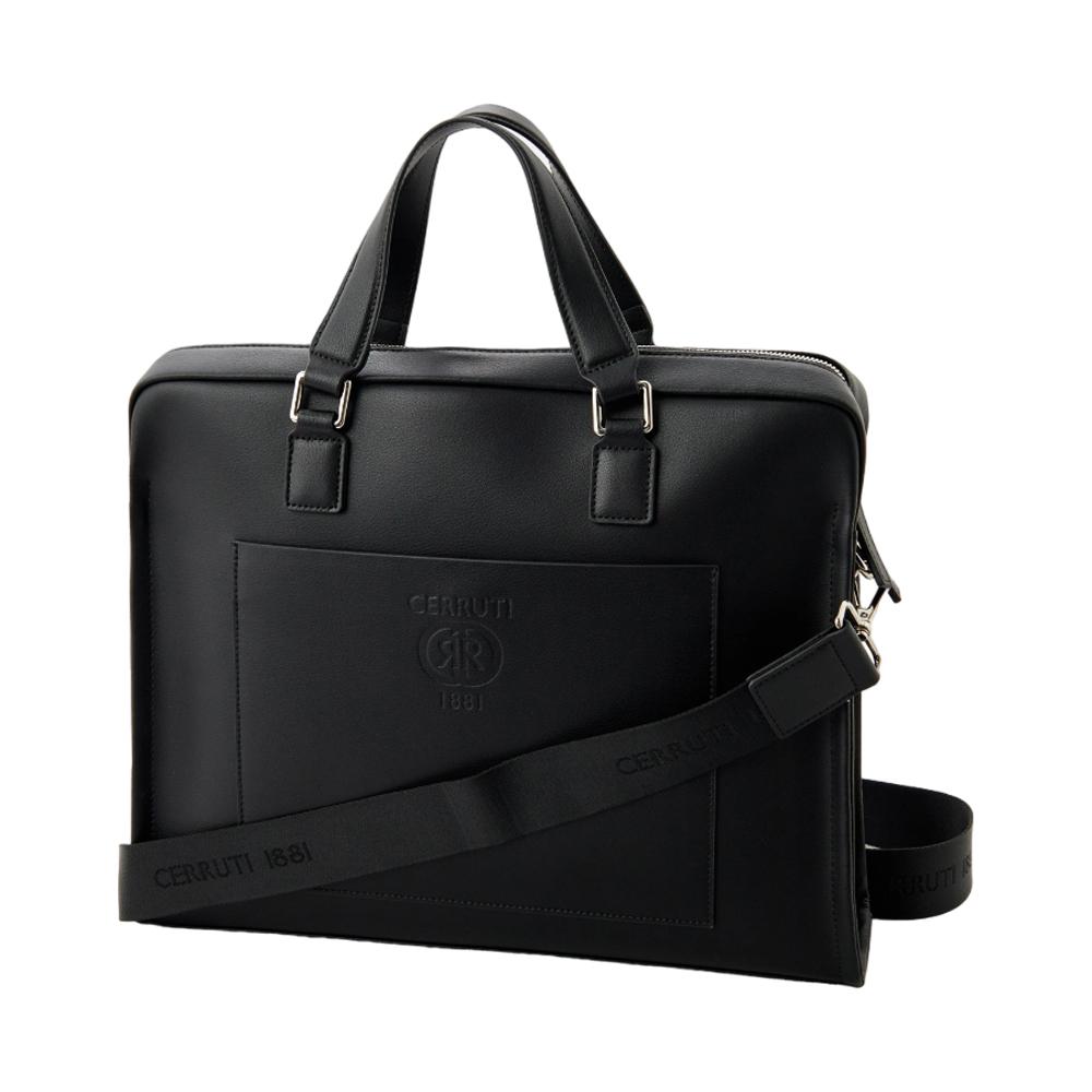 【Cerruti 1881】限量2折 義大利頂級小牛皮公事包/肩背包 全新專櫃展示品 (黑色 CECA06408M)