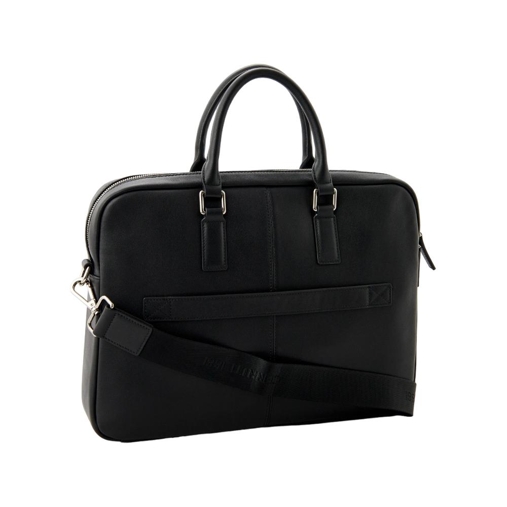 【Cerruti 1881】限量2折 義大利頂級小牛皮公事包/肩背包 全新專櫃展示品 (黑色 CECA06486M)