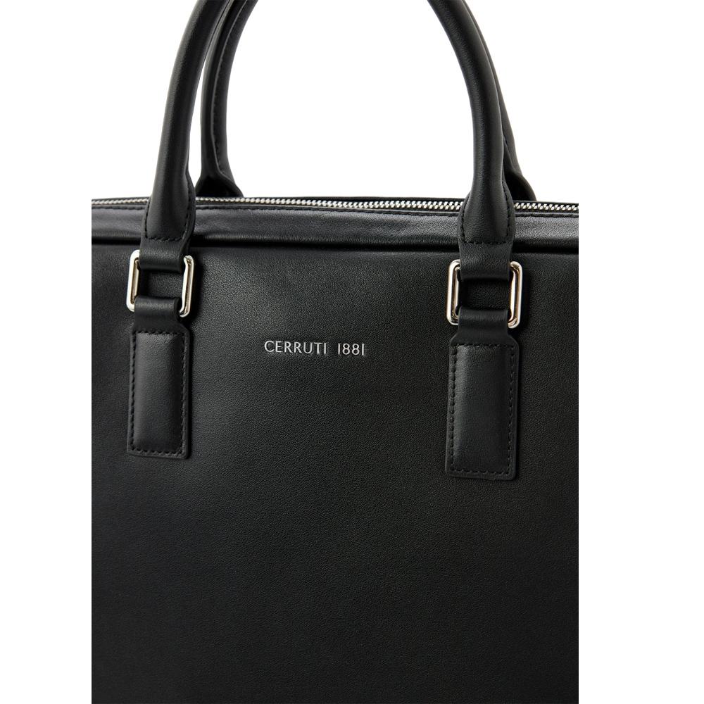 【Cerruti 1881】限量2折 義大利頂級小牛皮公事包/肩背包 全新專櫃展示品 (黑色 CECA06486M)