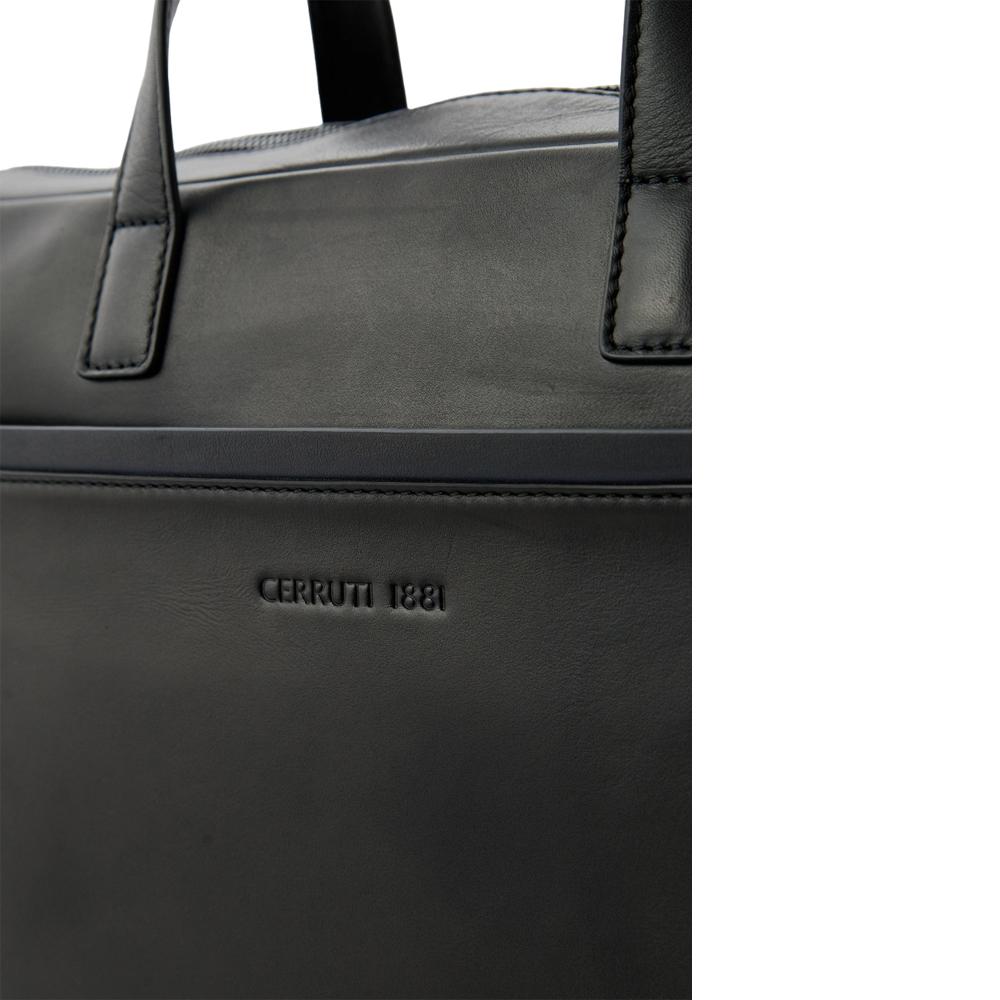 【Cerruti 1881】義大利頂級小牛皮公事包/肩背包 (黑色 CECA06528M)