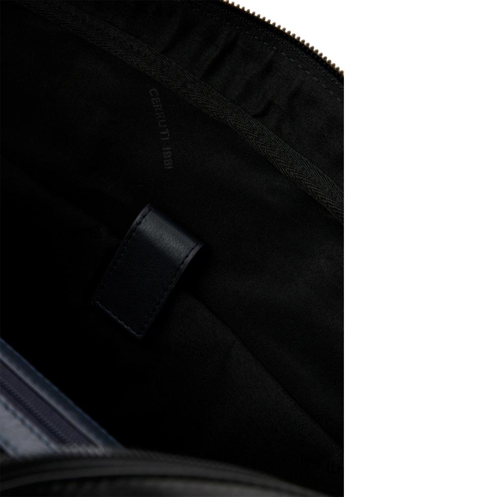 【Cerruti 1881】義大利頂級小牛皮公事包/肩背包 (黑色 CECA06528M)