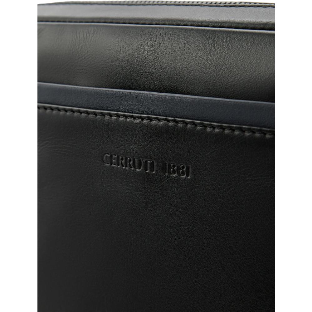 【Cerruti 1881】限量2折 義大利頂級小牛皮側背包肩背包 全新專櫃展示品 (黑色 CEBO06532M)