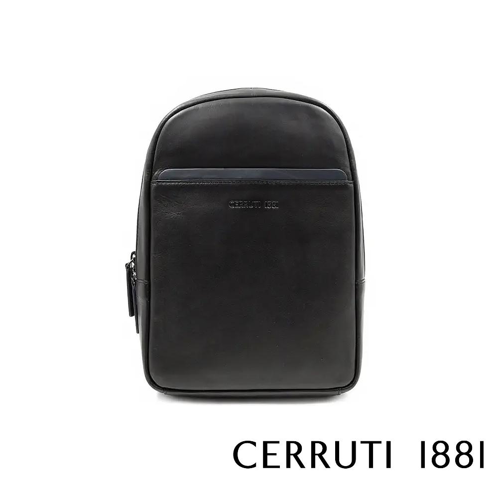 【Cerruti 1881】義大利頂級小牛皮斜肩包 (黑色 CEBO06533M)