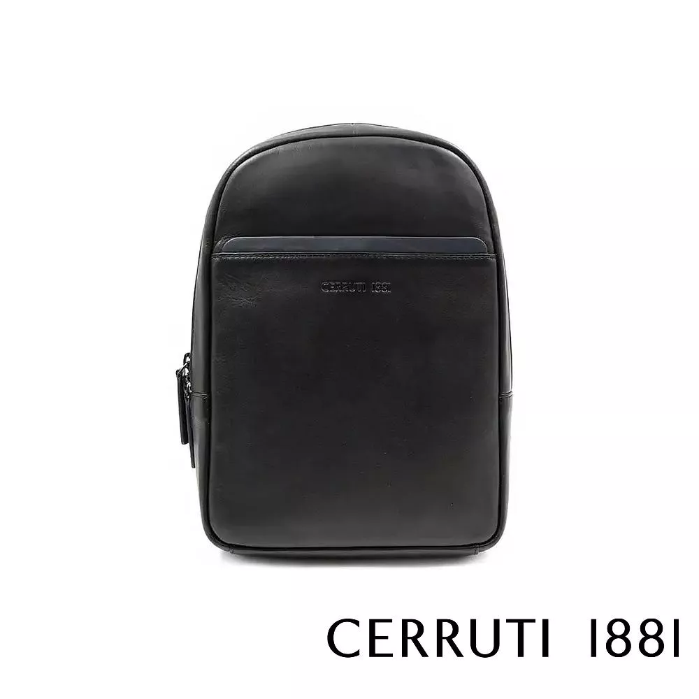 【Cerruti 1881】義大利頂級小牛皮斜肩包 (黑色 CEBO06533M)