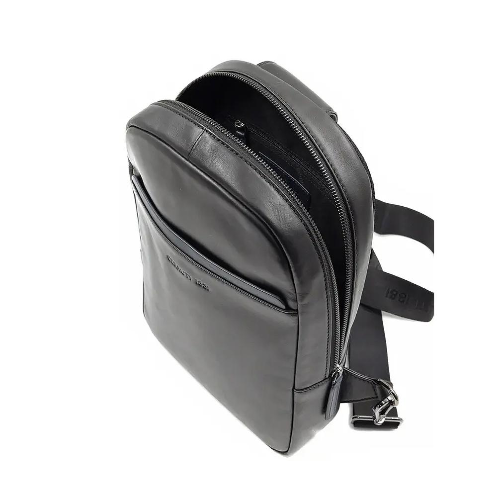 【Cerruti 1881】義大利頂級小牛皮斜肩包 (黑色 CEBO06533M)